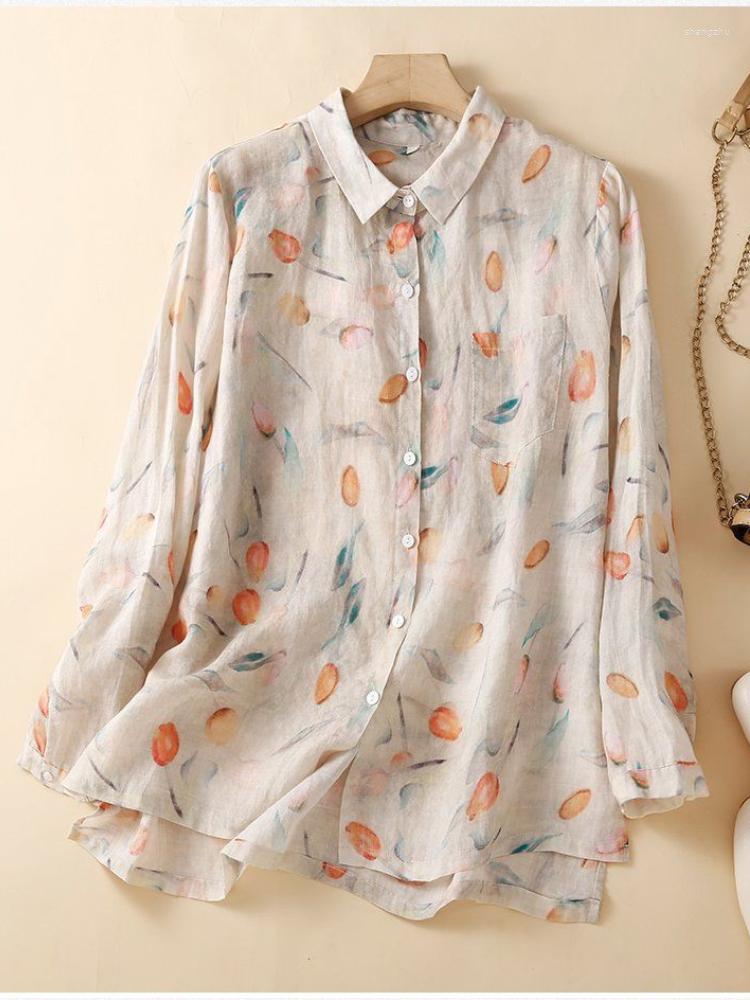 Women's Blouses Leisure Long Sleeve Womens Tops Mujer Vintage Floral Print Shirt Casual Retro Spring Cotton Linen Blouse Ladies Korean Top, Blue
Women's Blouses Leisure Long Sleeve Womens Tops Mujer Vintage Floral Print Shirt Casual Retro Spring Cotton Linen Blouse Ladies Korean Top, Blue