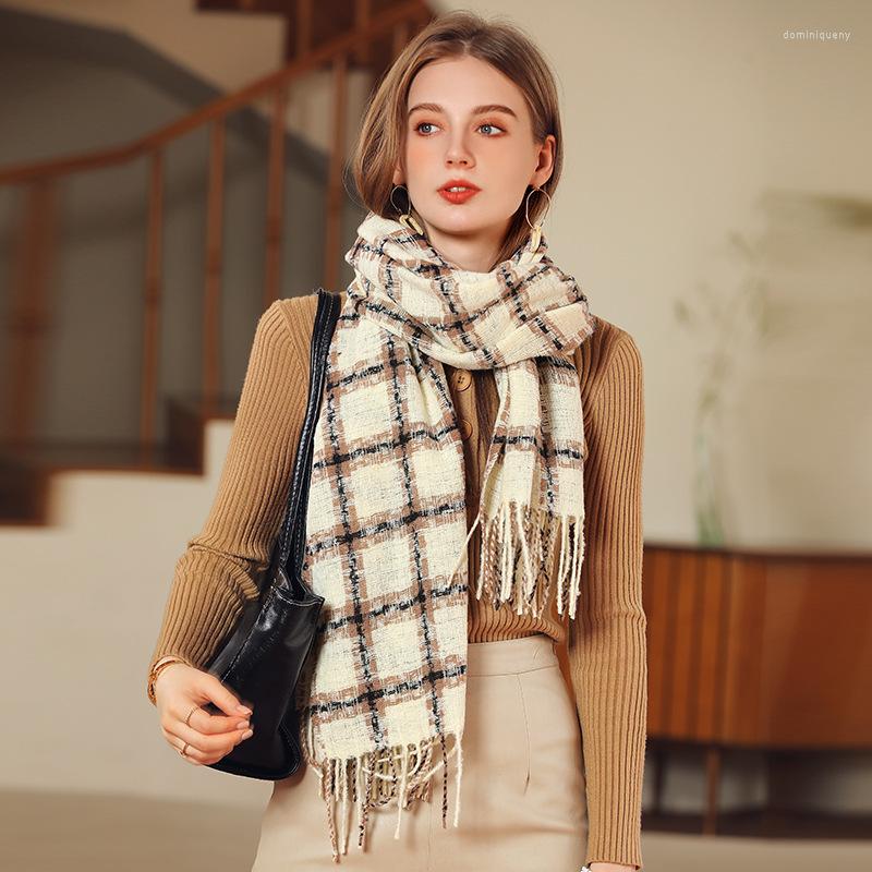 

Scarves Winter Warm Plaid Pashmina Women Scarf Fashion Korea Style Soft Neckerchief Lady Skinny Cashmere Shawl Outdoor Decorate