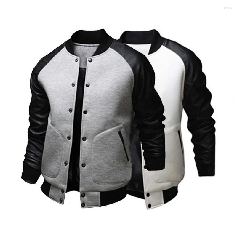 Men's Jackets Men Coat Contrast Colors Stand Collar Autumn Patchwork Big Pockets Baseball Jacket Casual Faux Leather Stitching, White
Men's Jackets Men Coat Contrast Colors Stand Collar Autumn Patchwork Big Pockets Baseball Jacket Casual Faux Leather Stitching, White