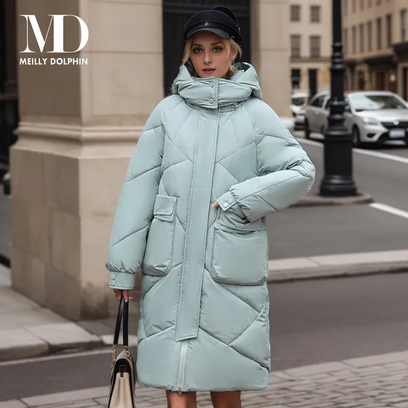 Women's Down Parkas MEILLY DOLPHIN 2023 Snow Wear Winter Coat for Women Down Jacket Warm Casual Loose Hooded Winter Women Jacket Long Parkas 2311