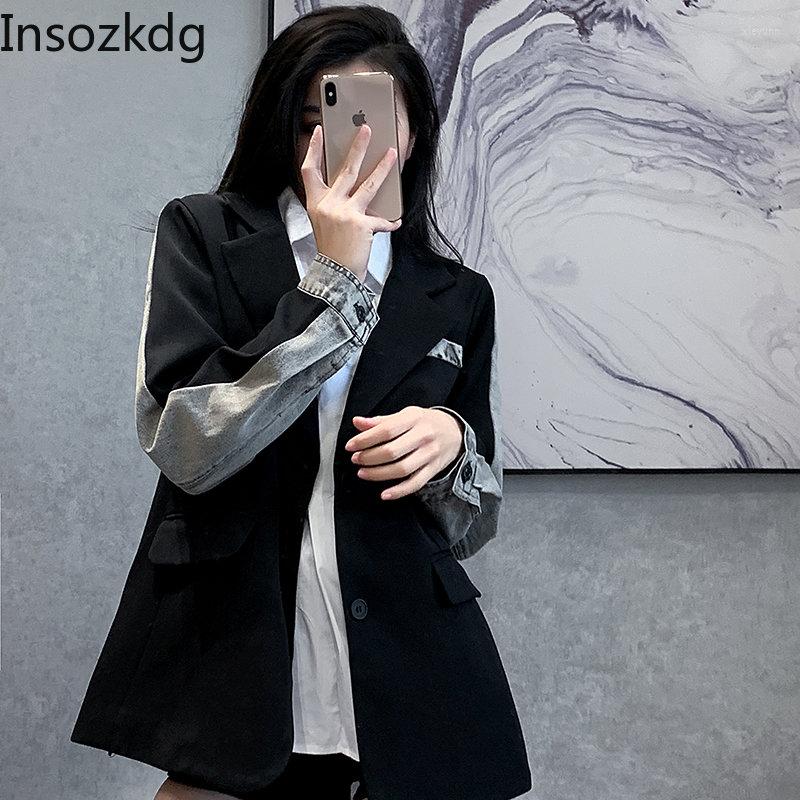 Women's Suits Insozkdg Chic Blazers For Women Denim Patchwork Long Sleeve Loose Casual Suit Jackets Vintage Korean Coats Spring Female Tops, Image
Women's Suits Insozkdg Chic Blazers For Women Denim Patchwork Long Sleeve Loose Casual Suit Jackets Vintage Korean Coats Spring Female Tops, Image