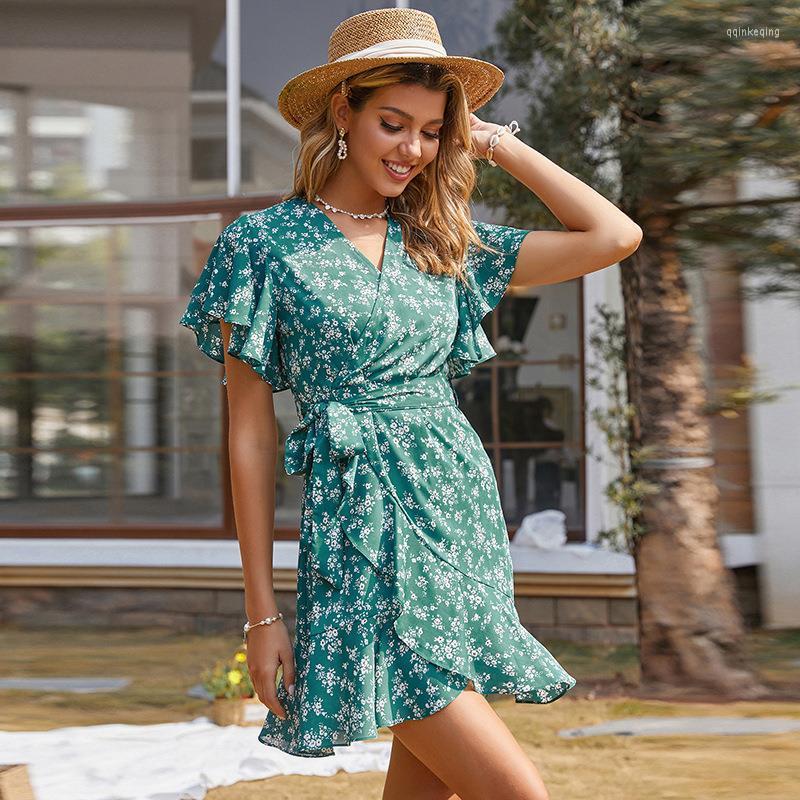 Casual Dresses Ladies 2023 Summer Sweet Floral Print Chiffon Dress Women High Waist Fashion V Neck A Line Above Knee Mini, Green
Casual Dresses Ladies 2023 Summer Sweet Floral Print Chiffon Dress Women High Waist Fashion V Neck A Line Above Knee Mini, Green