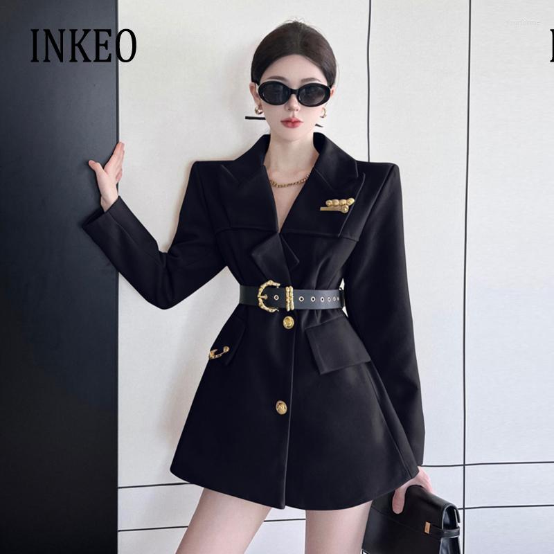Women' Suits Korean Fashion Women 2 Piece Set 2023 Est Metal Buttons Notched Collar Blazer With Belt And Shorts Black OL Suit INKEO 3O032, 2 piece seet
Women' Suits Korean Fashion Women 2 Piece Set 2023 Est Metal Buttons Notched Collar Blazer With Belt And Shorts Black OL Suit INKEO 3O032, 2 piece seet