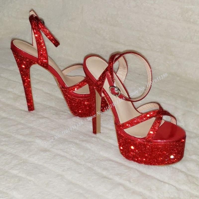 Sandals Pereira Red Bling Crystal Platform Thin High Heel Open Toe Shoes For Women On Heels Summer Zapatillas Mujer
Sandals Pereira Red Bling Crystal Platform Thin High Heel Open Toe Shoes For Women On Heels Summer Zapatillas Mujer