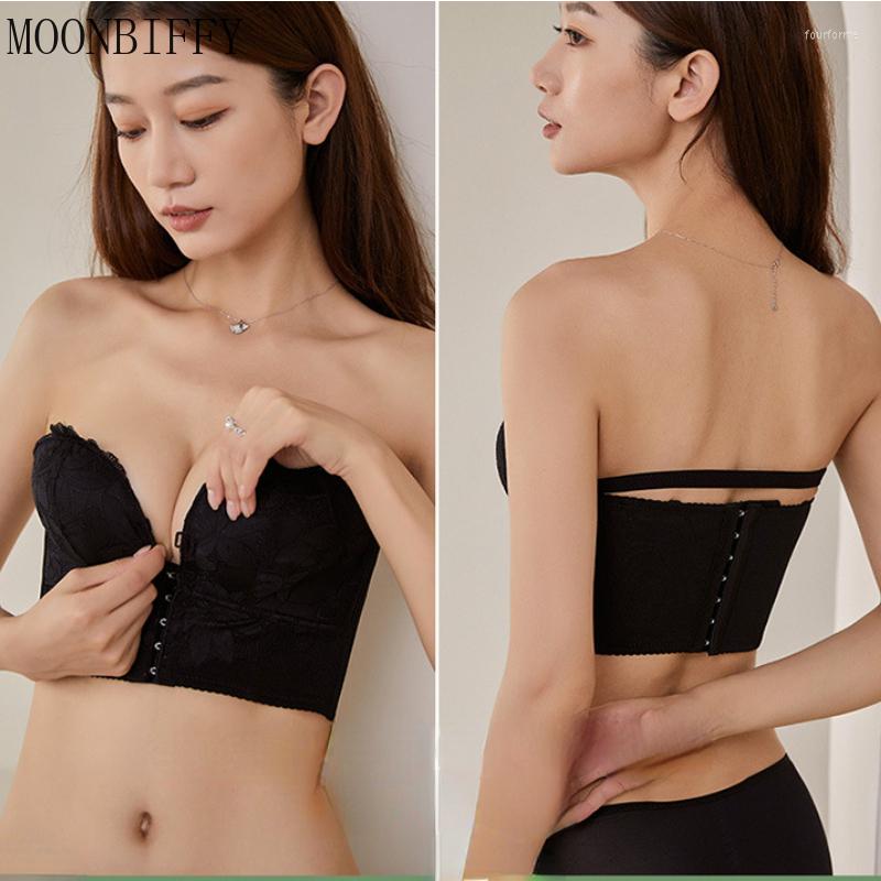 Bras Women Sexy Lace Invisible Bra Front Buckle Push Up Strapless Bralette Lingerie Small Chest Non-slip Underwear For Wedding, Black
Bras Women Sexy Lace Invisible Bra Front Buckle Push Up Strapless Bralette Lingerie Small Chest Non-slip Underwear For Wedding, Black