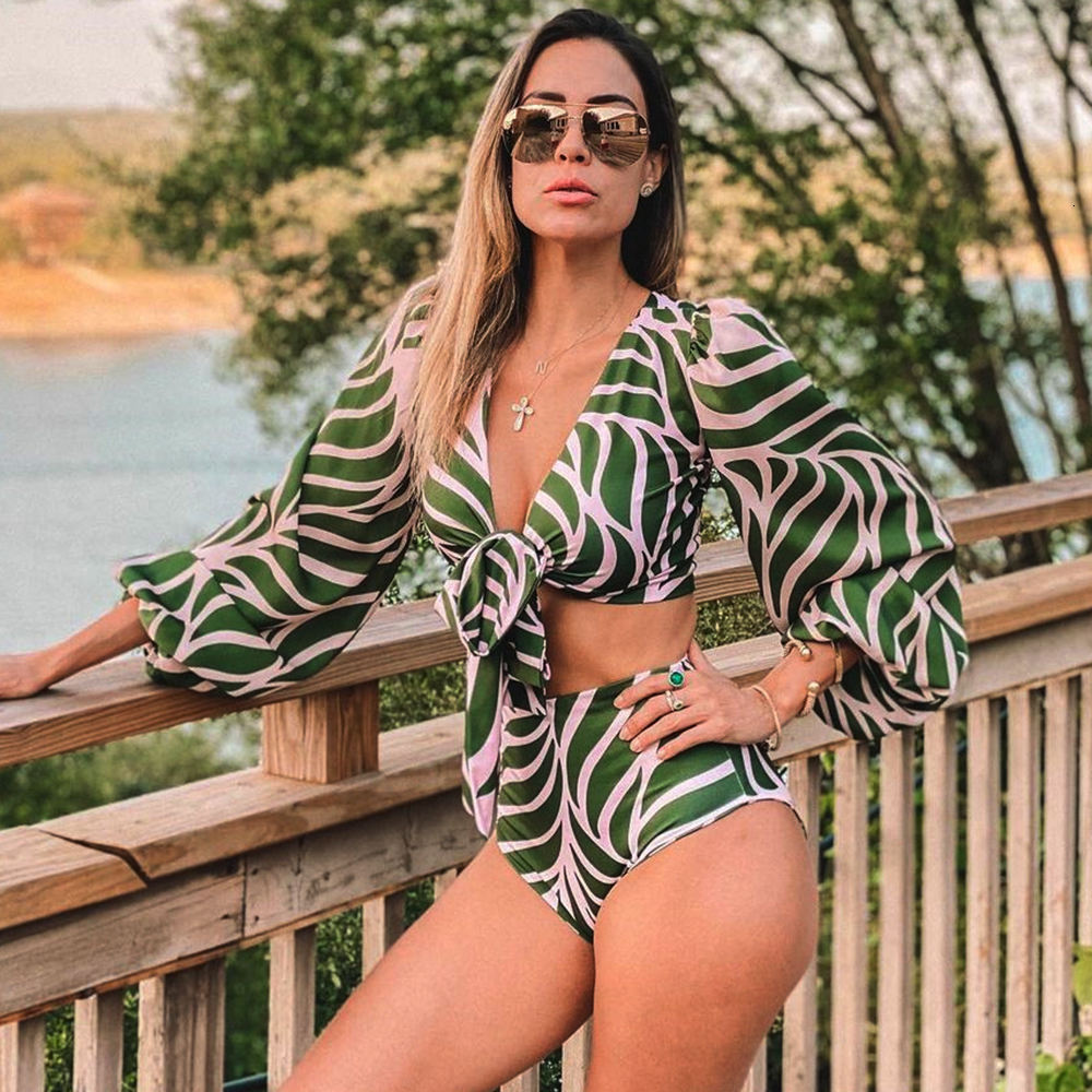 Women's Swimwear Leaves Printed Bikini Women Swimwear Long Sleeve Swimsuit High Waist Biquini Bathing Suit Beach Wear Summer 230420, Beige
Women's Swimwear Leaves Printed Bikini Women Swimwear Long Sleeve Swimsuit High Waist Biquini Bathing Suit Beach Wear Summer 230420, Beige