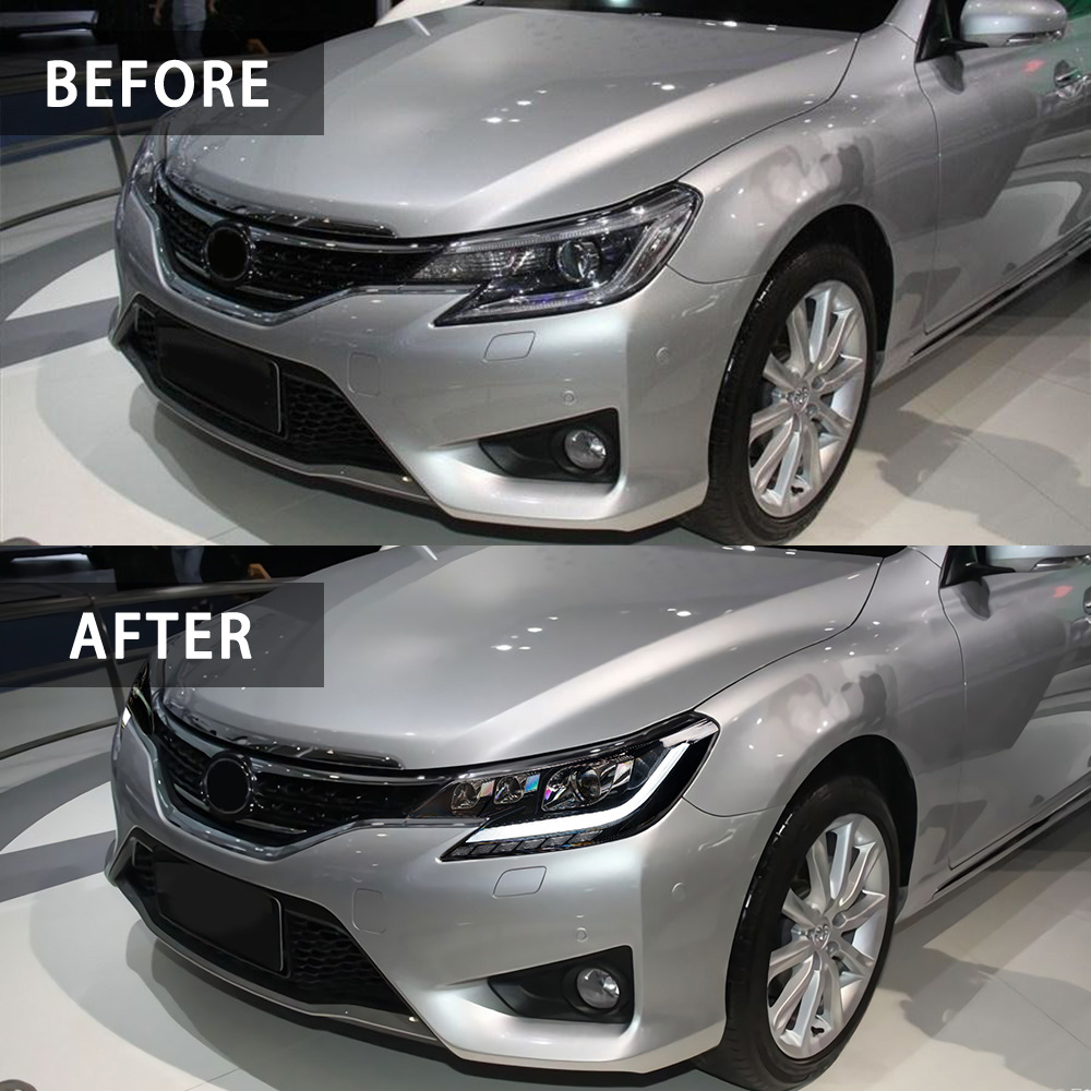 LED Headlights For Cars For Toyota REIZ 20 14-20 17 Upgrade Bifocal Lens Headlight Demon Eye Running Head Lights