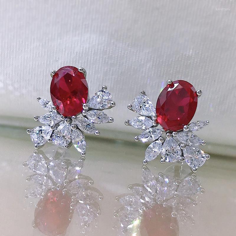 Stud Earrings Geometric Pigeon Blood Red Female Oval 6 8 Small Design Flower 925 Silver
Stud Earrings Geometric Pigeon Blood Red Female Oval 6 8 Small Design Flower 925 Silver