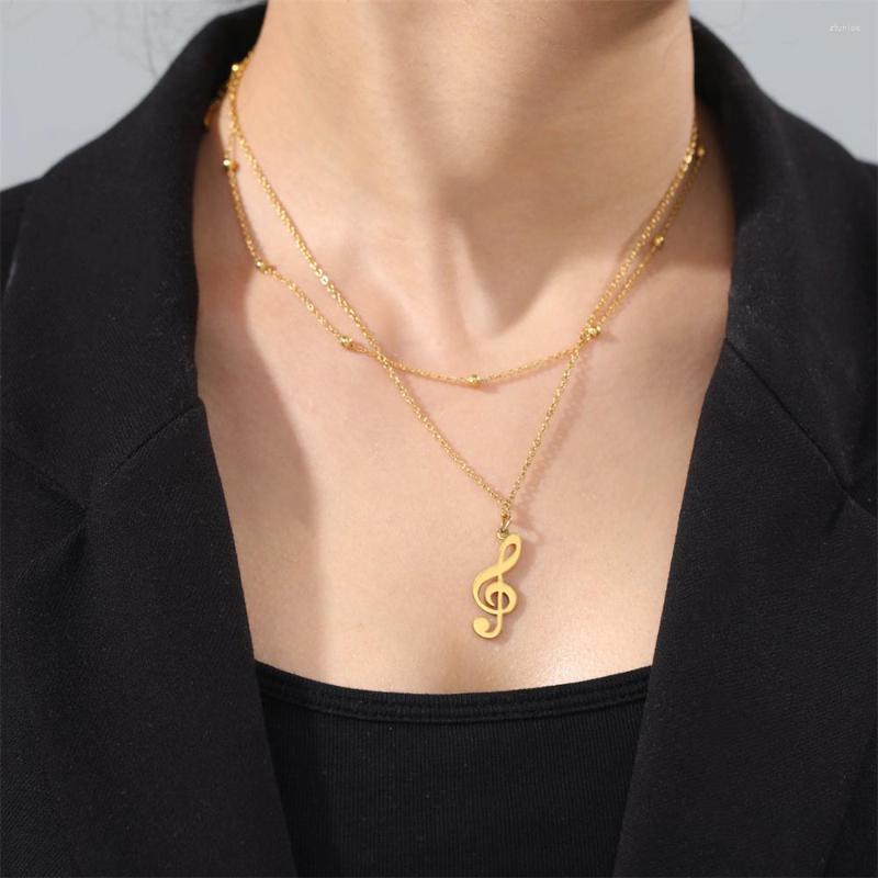 Chains Lemegeton Stainless Steel Musical Note Pendant Necklace Women Beads Chain Double Layered Necklaces Punk Hip Hop Jewelry Gifts
Chains Lemegeton Stainless Steel Musical Note Pendant Necklace Women Beads Chain Double Layered Necklaces Punk Hip Hop Jewelry Gifts