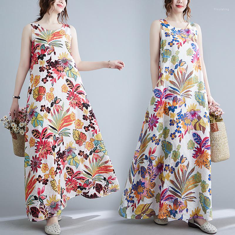 Casual Dresses 2023 Summer Fashion Retro Literature Loose Print Round Neck Sleeveless Tank Top Cotton Linen Dress Women Tide H241, Blue flower
Casual Dresses 2023 Summer Fashion Retro Literature Loose Print Round Neck Sleeveless Tank Top Cotton Linen Dress Women Tide H241, Blue flower