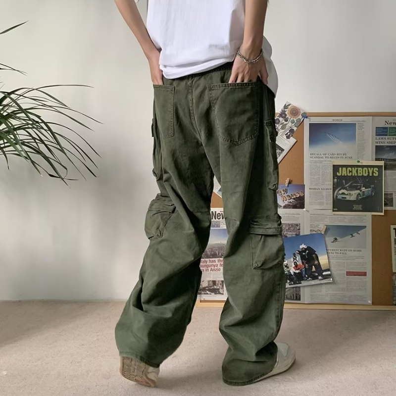 Men's Pants Y2K Cargo Pants Multi-pocket Overalls Men Harajuku Casual Women Baggy Trousers Oversize Straight Mopping Pants Spring Autumn New 2304