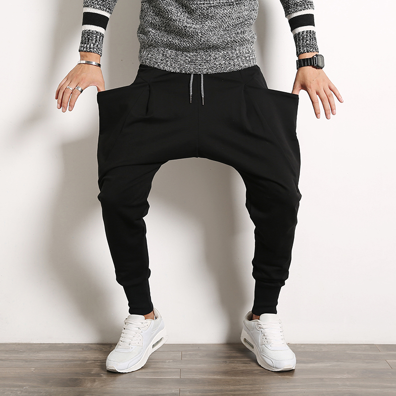 Men's Pants Hip Hop Harem Pants Men Cotton Streetwear Casual Trousers Solid Jogger Pants Side Pocket Men Sweatpants 230420