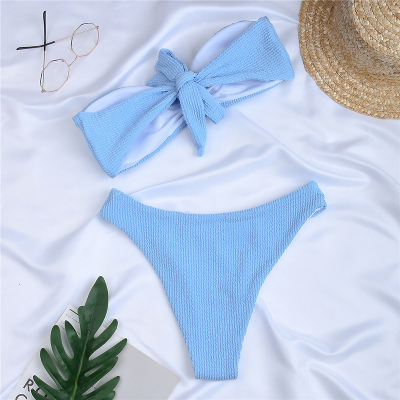 Womens Swimwear Swimsuit Bikini Set Triangle Sexy Strapless Bra with Pad