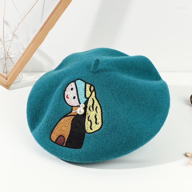Berets Wool Beret Autumn Winter Hat Lovely Warm Woolen Women Ladies Hats Embroidery Cartoon Girl With Pearl Design Painter, Sky blue
Berets Wool Beret Autumn Winter Hat Lovely Warm Woolen Women Ladies Hats Embroidery Cartoon Girl With Pearl Design Painter, Sky blue