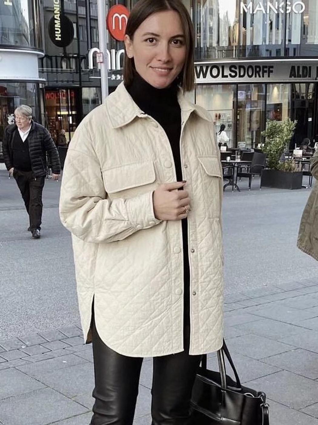 Leather Winter Autumn Casual Solid Jacket Women Fashion New Rhombus Line Singlebreasted Female Shirts Midlength Loose Warm Cotton Coat, Beige
Leather Winter Autumn Casual Solid Jacket Women Fashion New Rhombus Line Singlebreasted Female Shirts Midlength Loose Warm Cotton Coat, Beige