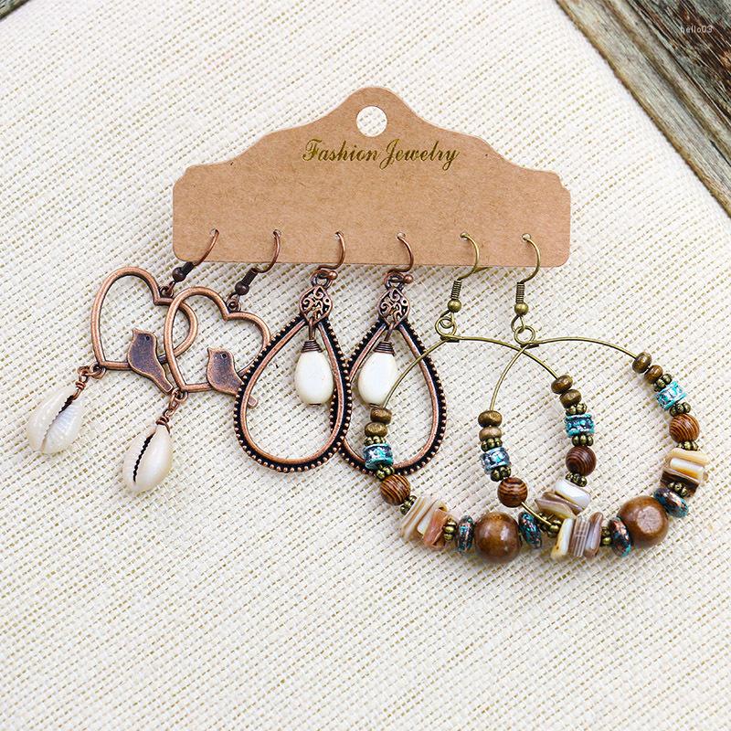 Dangle Earrings 3Pairs/Lot Ethnic Bohemia Women's Gypsy Vintage Wood Shell Beads Round Geometry Bronze Alloy Drop
Dangle Earrings 3Pairs/Lot Ethnic Bohemia Women's Gypsy Vintage Wood Shell Beads Round Geometry Bronze Alloy Drop