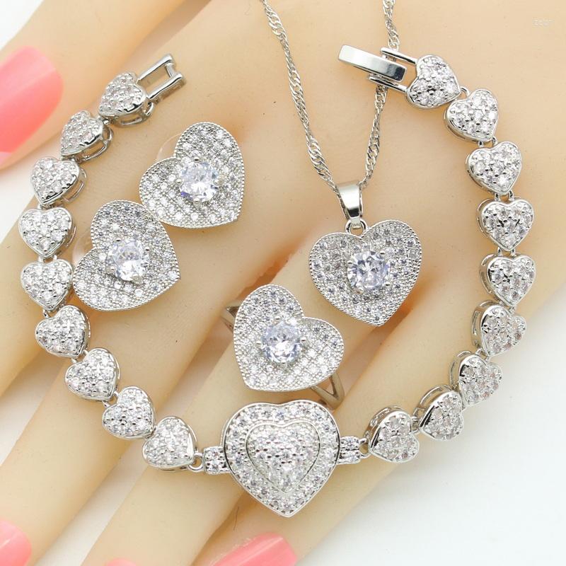 Necklace Earrings Set Heart Shape White Zirconia Silver Color Wedding For Women Pendant Bracelets Stud Rings Gift, Picture shown
Necklace Earrings Set Heart Shape White Zirconia Silver Color Wedding For Women Pendant Bracelets Stud Rings Gift, Picture shown