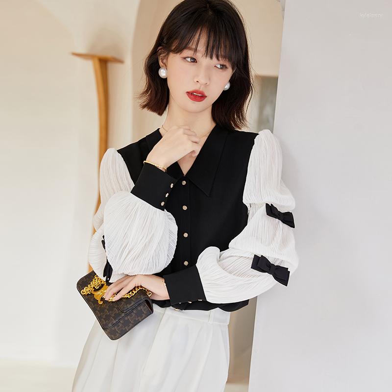 Women' Blouses VANOVICH Spring 2023 Fashion Black Contrast Color Patchwork Design Pull-sleeved Shirt Women' Vintage Temperament Casual
Women' Blouses VANOVICH Spring 2023 Fashion Black Contrast Color Patchwork Design Pull-sleeved Shirt Women' Vintage Temperament Casual