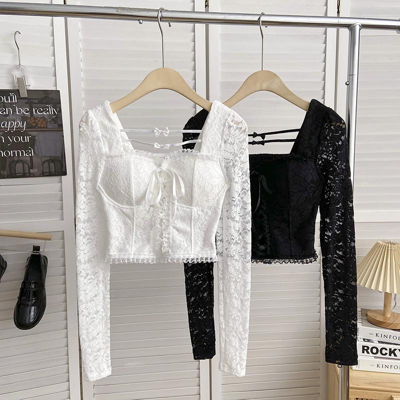 Women's Blouses Korean Fashion Summer For Women Almighty Casual Long Sleeve Square Collar Lace-up Shirts Tops With Built In Bras Blusas, Black
Women's Blouses Korean Fashion Summer For Women Almighty Casual Long Sleeve Square Collar Lace-up Shirts Tops With Built In Bras Blusas, Black