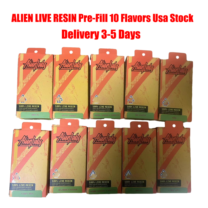 New Alien labs Live Resin disposable Cigarette Vape Pre-filled 1.0ml Ceramic coil pen Device 350mah Type C Chargeable 10 flavor sticker USA Delivery 3-5 Days
New Alien labs Live Resin disposable Cigarette Vape Pre-filled 1.0ml Ceramic coil pen Device 350mah Type C Chargeable 10 flavor sticker USA Delivery 3-5 Days