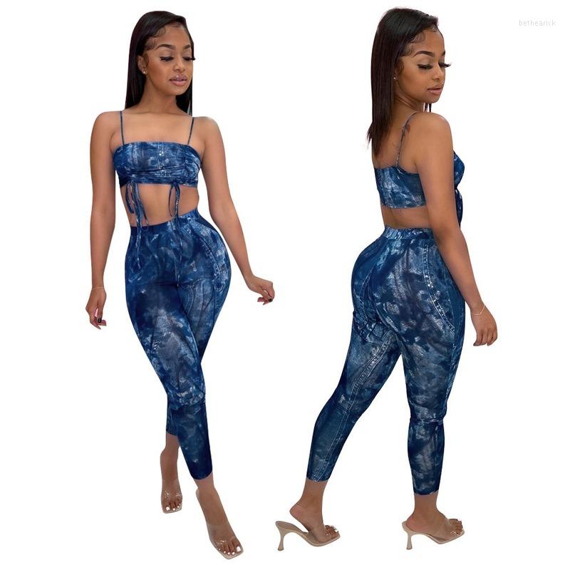 Women' Pants Blue Streetwear Lace Up Cami Crop Top And High Waist Leggings Ladies Matching Bodycon Outfits Sets Women Tie Dye Two Piece Set
Women' Pants Blue Streetwear Lace Up Cami Crop Top And High Waist Leggings Ladies Matching Bodycon Outfits Sets Women Tie Dye Two Piece Set