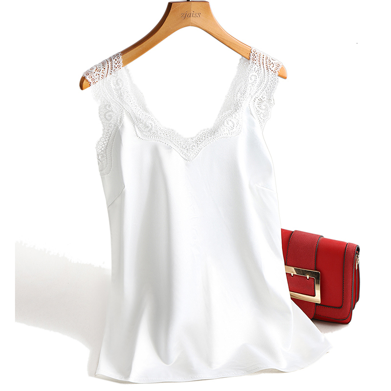 Camisoles Tanks Lace Strap Silk Top Women Sexy V Neck Sleeveless WhiteVest Satin Elasticity Mesh Silk Tank Tops Women Basic Plus Size Camisole 230420