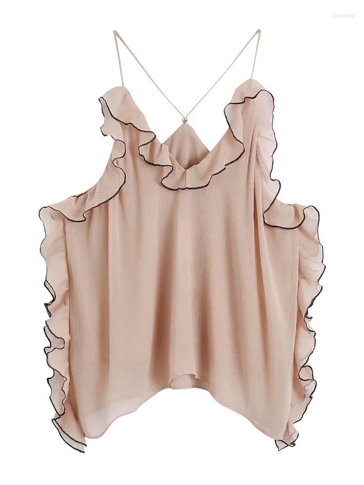 Women's Tanks Merodi Womens Spring Fashion Ruffles Short Sling Tops Chic Lady High Waist V-Neck Sleeveless Casual Blouse Girls Backless, As photo
Women's Tanks Merodi Womens Spring Fashion Ruffles Short Sling Tops Chic Lady High Waist V-Neck Sleeveless Casual Blouse Girls Backless, As photo