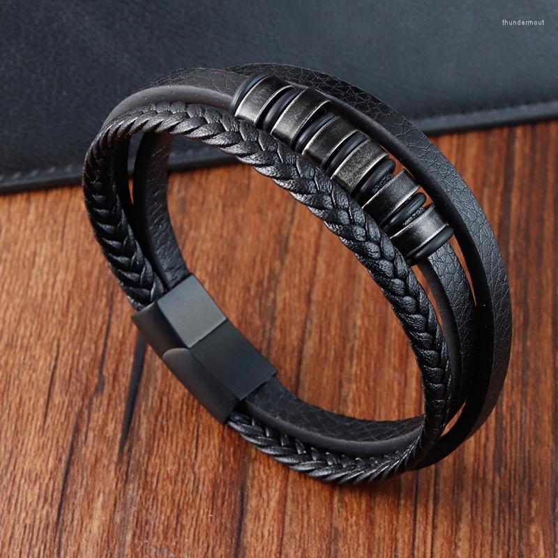 Charm Bracelets Vintage Leather Bracelet Men Genuine Black Men's Stainless Steel Jewelry For
Charm Bracelets Vintage Leather Bracelet Men Genuine Black Men's Stainless Steel Jewelry For