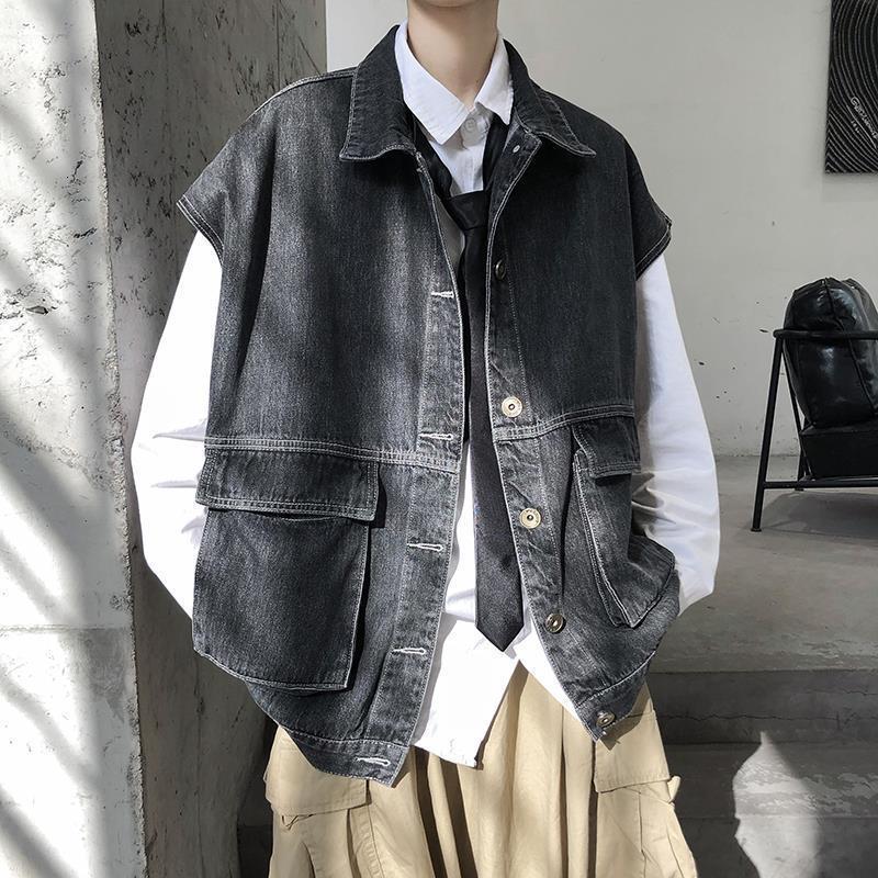 Men's Vests Denim Vest Jacket Sleeveless Casual Waistcoat Summer Jean Coat Regular Male Cowboy Gilet Homme 230420