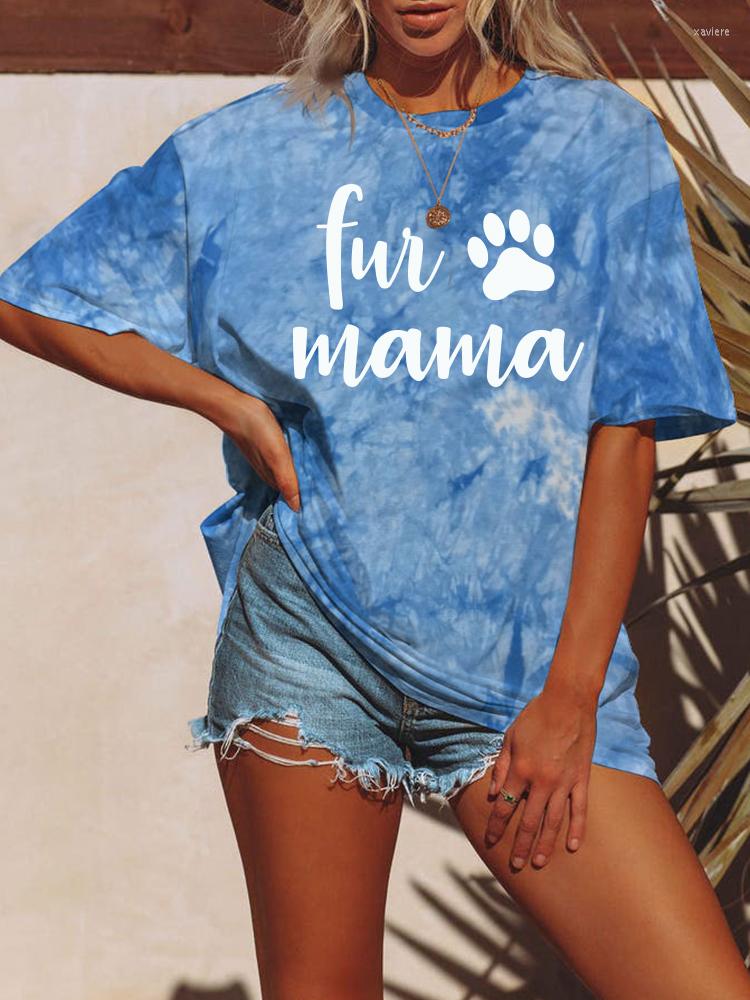 Women's T Shirts Harajuku Tie-dye T-shirts Women Short Sleeveless Summer Mama Shirt Casual Streetwear Graphic Tees Female Mother Tops
