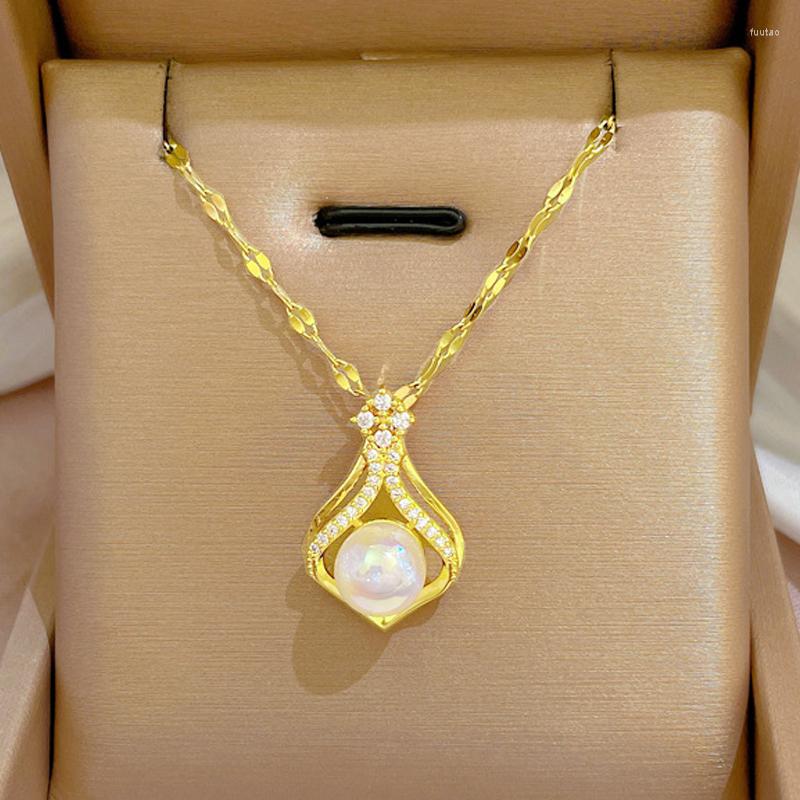 Pendant Necklaces Korean Vintage Water Drop Geometric Oval Women Necklace Titanium Steel Jewelry Gold Plated Inlaid Rhinestone
Pendant Necklaces Korean Vintage Water Drop Geometric Oval Women Necklace Titanium Steel Jewelry Gold Plated Inlaid Rhinestone