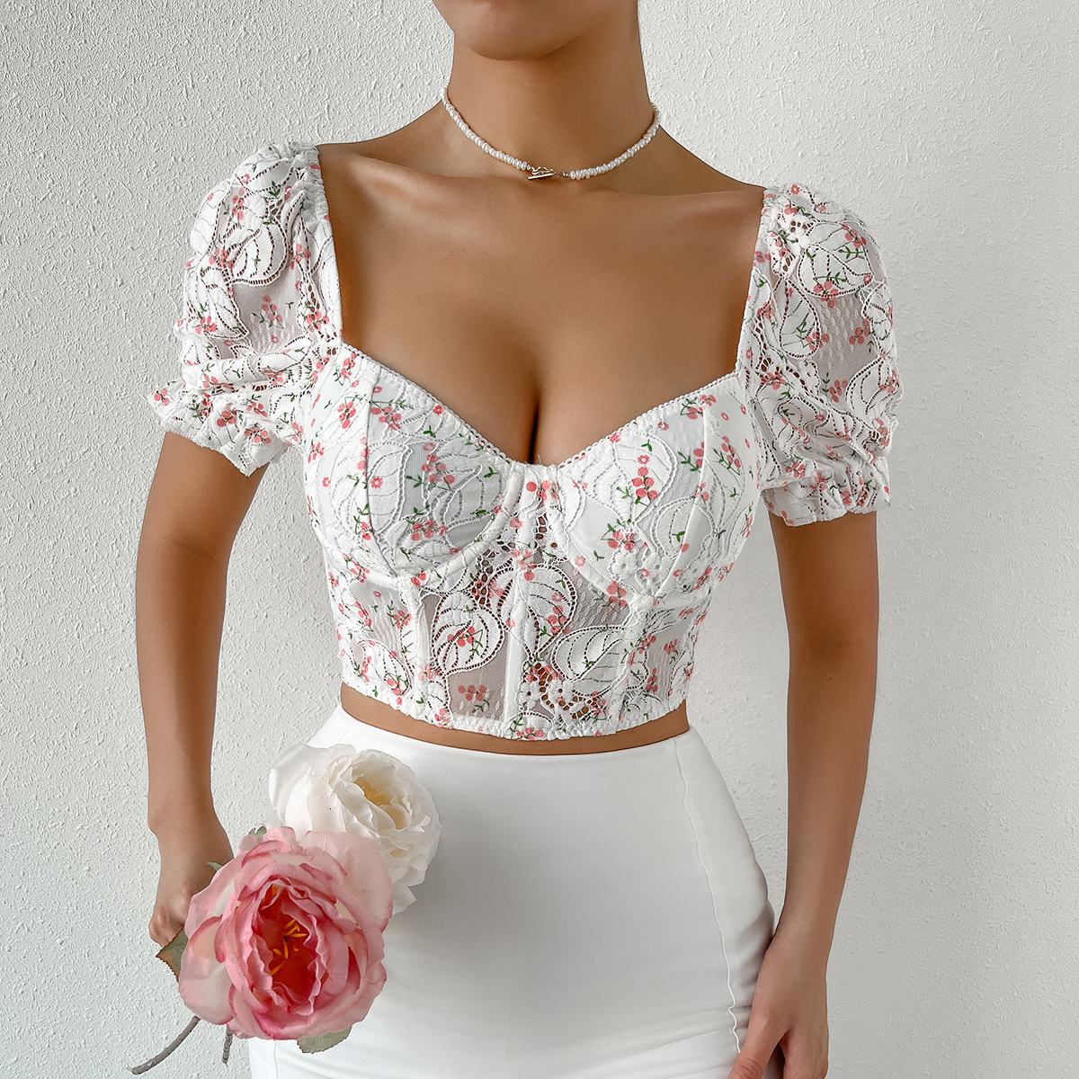 Women's T-Shirt Women Floral Lace Short Sleeve Crop Top Sexy Square Neck Backless Mesh Tights T-Shirts 230419, Green
Women's T-Shirt Women Floral Lace Short Sleeve Crop Top Sexy Square Neck Backless Mesh Tights T-Shirts 230419, Green
