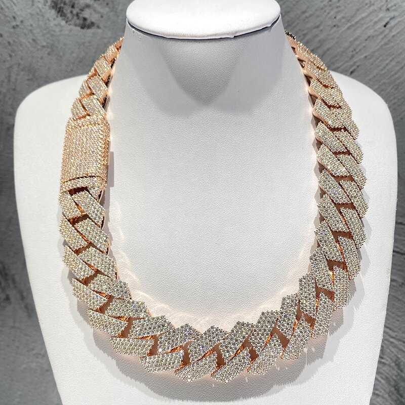 necklace moissanite chain cuban link bracelet designer jewelry rose gold 20mm Width 3 Row hop hip jewelry iced Out moissanite chain designer gift jewe
