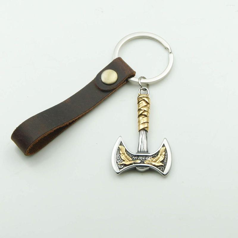 Keychains Creative Vintage Leather Keyrope Cowhide Delicate Viking Double Axe Pendant Keychain
Keychains Creative Vintage Leather Keyrope Cowhide Delicate Viking Double Axe Pendant Keychain