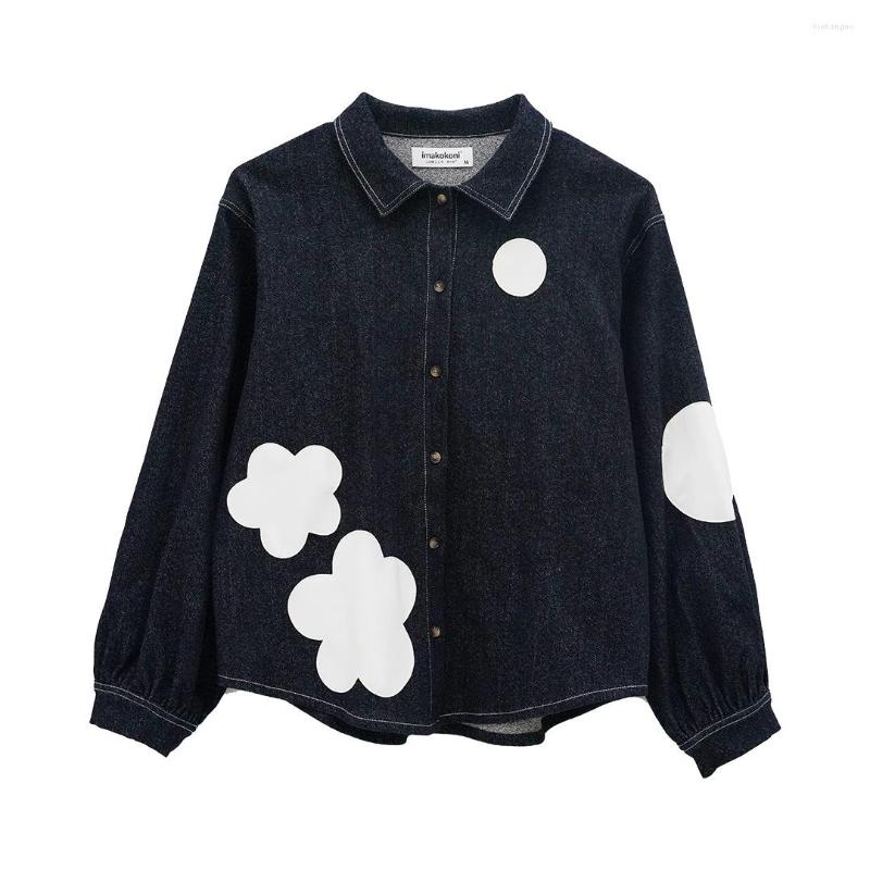 Women' Blouses Original Long Sleeve Cardigan Denim Coat Blue Flower Single Breasted Shirt Trend Women' Top Spring Fall Tops, Navy blue
Women' Blouses Original Long Sleeve Cardigan Denim Coat Blue Flower Single Breasted Shirt Trend Women' Top Spring Fall Tops, Navy blue