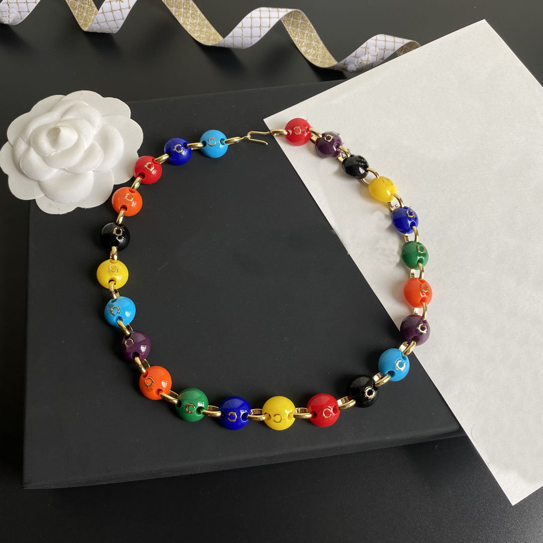 Designer Necklace Choker Chain 18K Gold Plated Brass Copper C-Letter Pendants Multicolor Beads Fashion Women Luxury Jewelry Accessories B212
Designer Necklace Choker Chain 18K Gold Plated Brass Copper C-Letter Pendants Multicolor Beads Fashion Women Luxury Jewelry Accessories B212