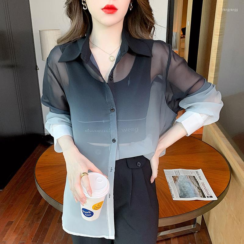 Women' Blouses Thin Gradient Color Sunscreen Chiffon Shirts Women' Clothing Sexy Perspective Long Sleeve Loose Ladies Tops And, Gradual black
Women' Blouses Thin Gradient Color Sunscreen Chiffon Shirts Women' Clothing Sexy Perspective Long Sleeve Loose Ladies Tops And, Gradual black