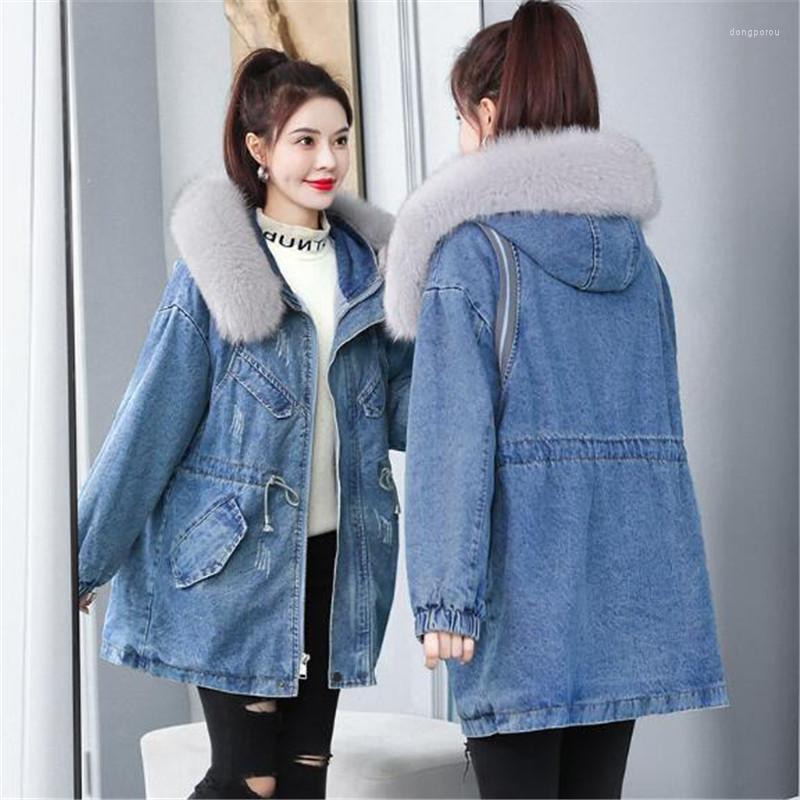 Women' Trench Coats Selling Winter Denim Coat Loose Mid-length Plus Velvet Thick Jacket Big Fur Collar Hooded Cotton Women' Clothing, Blue
Women' Trench Coats Selling Winter Denim Coat Loose Mid-length Plus Velvet Thick Jacket Big Fur Collar Hooded Cotton Women' Clothing, Blue
