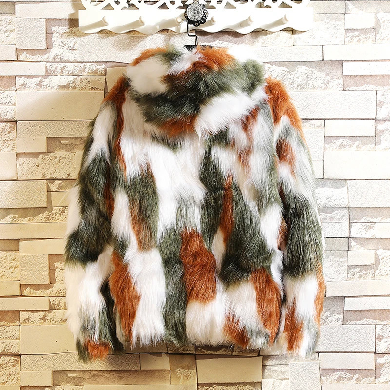Men's Fur Faux Fur Winter Warm Plus Fleece Faux Fur Fox Fur Casual Mens Hooded Jacket Thick Boutique Fashionable Male Slim Coats Size S-5XL 23111 - view 7