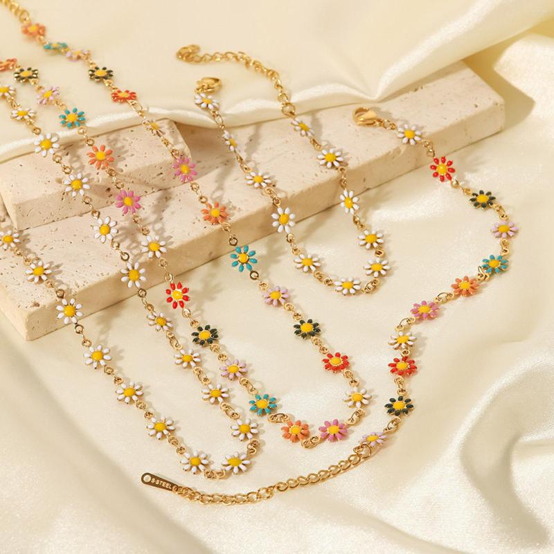 Chains 304 Stainless Steel Necklace Multicolor Enamel Daisy Flower Butterfly Gold Color Women Party Trendy Jewelry 40cm Long 1PC
Chains 304 Stainless Steel Necklace Multicolor Enamel Daisy Flower Butterfly Gold Color Women Party Trendy Jewelry 40cm Long 1PC
