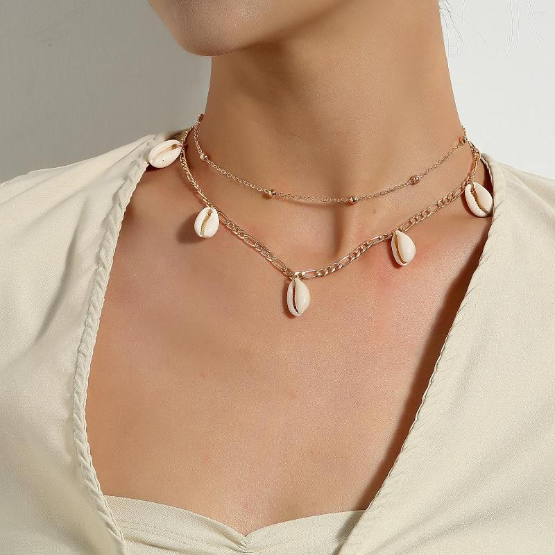 Pendant Necklaces Fashion All-match Shell Necklace Women Double Metal Round Bead Chain
Pendant Necklaces Fashion All-match Shell Necklace Women Double Metal Round Bead Chain