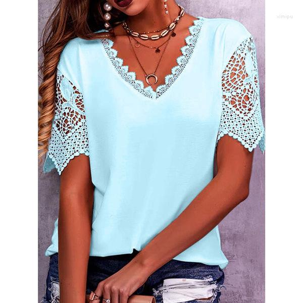 Women's Blouses 2023Summer Lace Stitching Petal Sleeve V-Neck Short-Sleeved T-Shirt Women's Fashion Casual Loose Solid Color Vintage, Light purple
Women's Blouses 2023Summer Lace Stitching Petal Sleeve V-Neck Short-Sleeved T-Shirt Women's Fashion Casual Loose Solid Color Vintage, Light purple