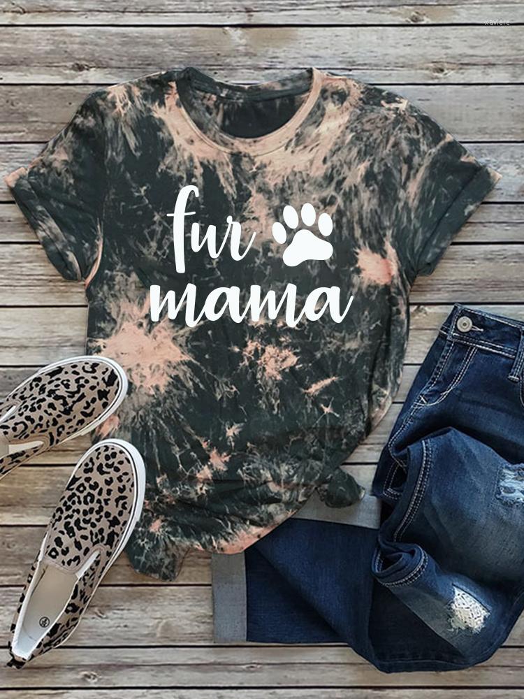 Women's T Shirts Harajuku Tie-dye T-shirts Women Short Sleeveless Summer Mama Shirt Casual Streetwear Graphic Tees Female Mother Tops