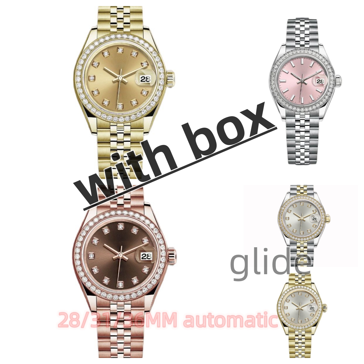 Women Mechanical Watches 28/31/36MM Automatic Full Stainless steel Luminous Waterproof lady Watch Couples Style Classic Wristwatches montre de luxe, Sapphire glass
Women Mechanical Watches 28/31/36MM Automatic Full Stainless steel Luminous Waterproof lady Watch Couples Style Classic Wristwatches montre de luxe, Sapphire glass