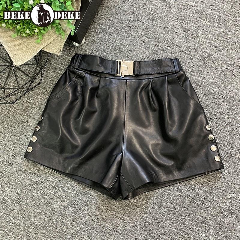 Women's Shorts 2023 Autumn Winter Womens Genuine Leather Korean Style Casual Sheepskin Button High Waist A-Line Wide Leg, Black 
Women's Shorts 2023 Autumn Winter Womens Genuine Leather Korean Style Casual Sheepskin Button High Waist A-Line Wide Leg, Black