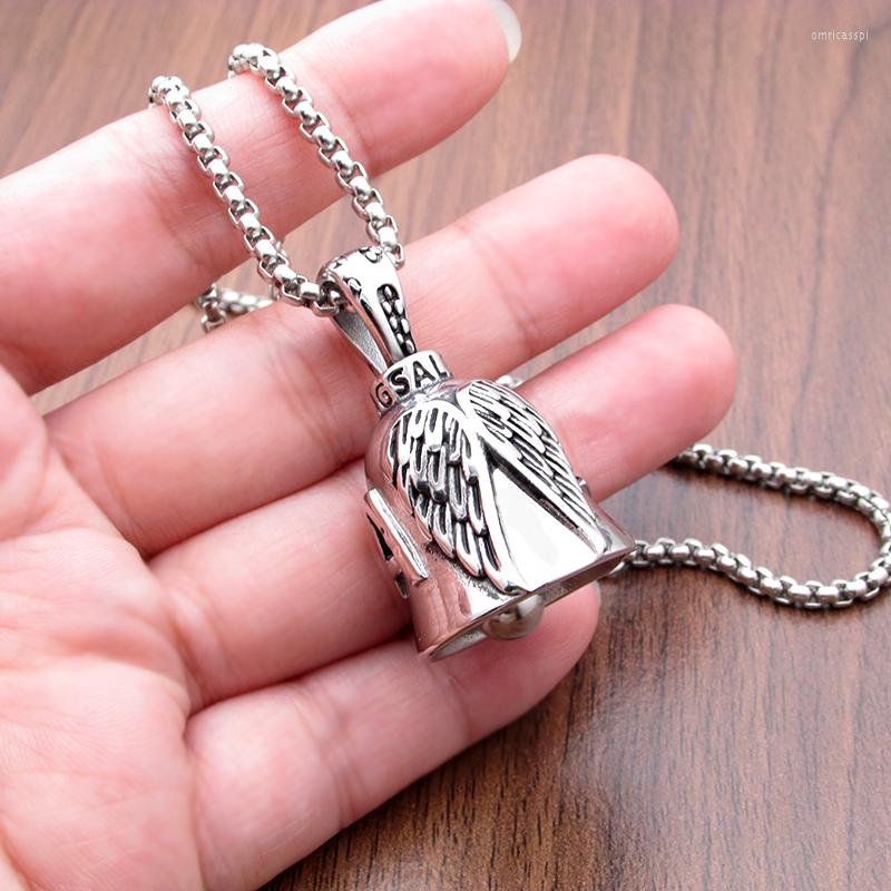Pendant Necklaces Punk 316L Stainless Steel Silver Color Black Letter Feather Style Rider Biker Angel Wing Bell Jewelry
Pendant Necklaces Punk 316L Stainless Steel Silver Color Black Letter Feather Style Rider Biker Angel Wing Bell Jewelry