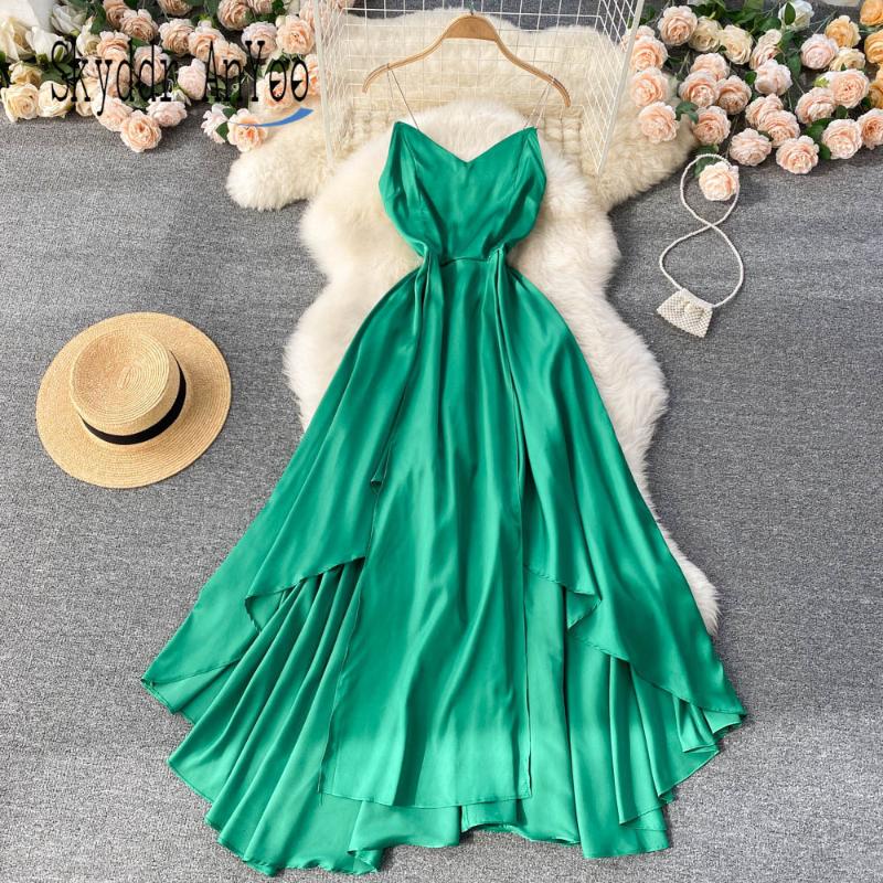 Casual Dresses Summer Women Dress Spaghetti Strap Backless Robe V-neck Green Maxi Long Irregular Vacation Beach VestidosCasual
Casual Dresses Summer Women Dress Spaghetti Strap Backless Robe V-neck Green Maxi Long Irregular Vacation Beach VestidosCasual