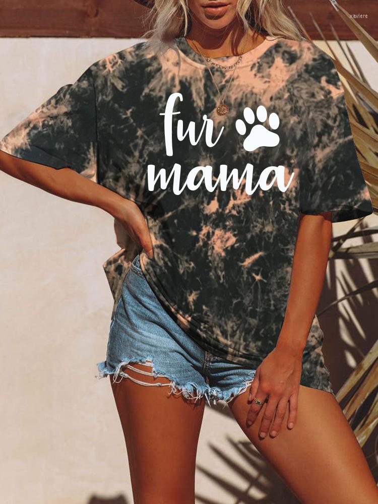 Women's T Shirts Harajuku Tie-dye T-shirts Women Short Sleeveless Summer Mama Shirt Casual Streetwear Graphic Tees Female Mother Tops