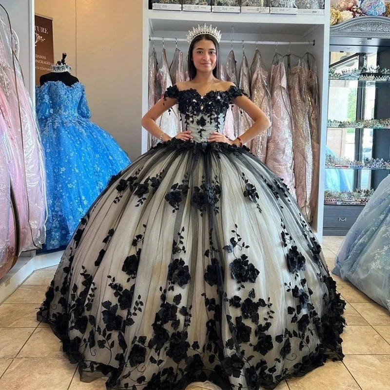 Black Princess Quinceanera Dresses Off Shoulder lace-up corset Sweet 16 Dress 3D Flowers Appliques Crystal vestidos de 15 anos, Sage
Black Princess Quinceanera Dresses Off Shoulder lace-up corset Sweet 16 Dress 3D Flowers Appliques Crystal vestidos de 15 anos, Sage