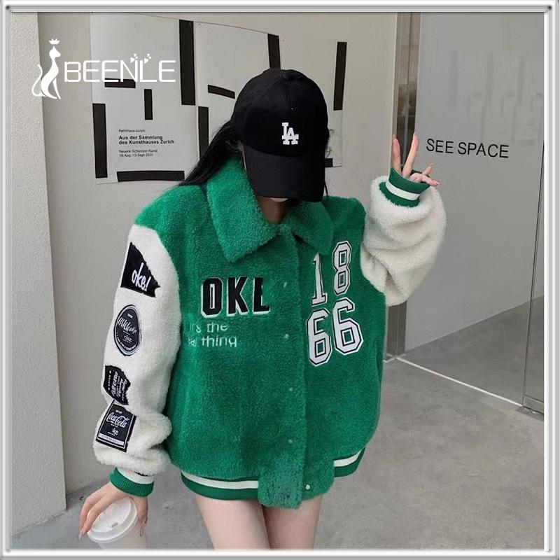 Fur BEENLE Jacket 2022 Women Spring Winter Lamb Wool Baseball Jacket Women's Letter Print Coats Thickened Retro Loose Jacket, Black
Fur BEENLE Jacket 2022 Women Spring Winter Lamb Wool Baseball Jacket Women's Letter Print Coats Thickened Retro Loose Jacket, Black